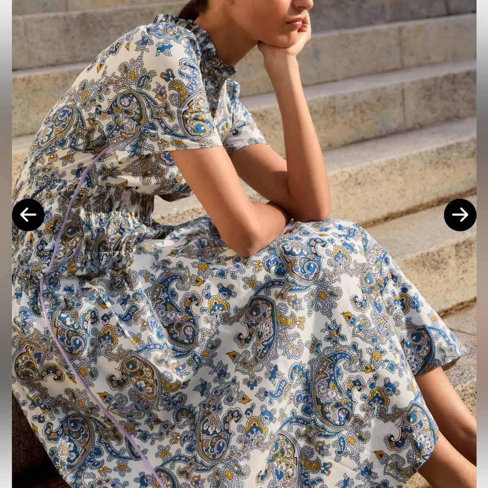 ME+EM Cotton Paisley Print Midi Dress,US4 - Picture 3 of 16